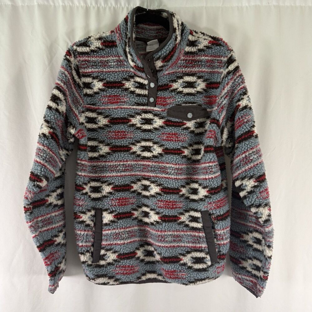 Cinch Western Fleece Women's Medium Blue Aztec 1/4 Snap Turtleneck Fleece
